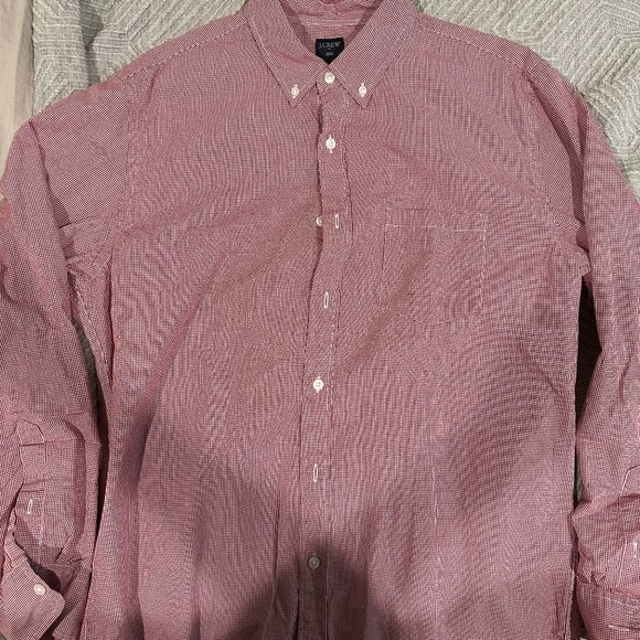 J Crew Red Patterned Button Down Shirt Large - Picture 2 of 3
